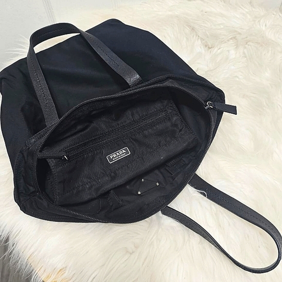 PRADA Tessuto Mini Nylon & Leather Tote Bag / Handbag in Black & Silver - Picture 5 of 13